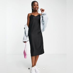 NWT ASOS black V-neck slip dress